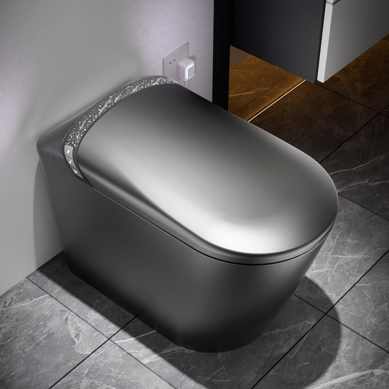 Smart Toilet With Starry Night And Built - In Bidet, Modern Bathroom Design, Auto Seat Open/Close, Foot Sensor For Functions, Led Display, Warm Air Drying, Matte Grey Moving Washing Mode Built-In
