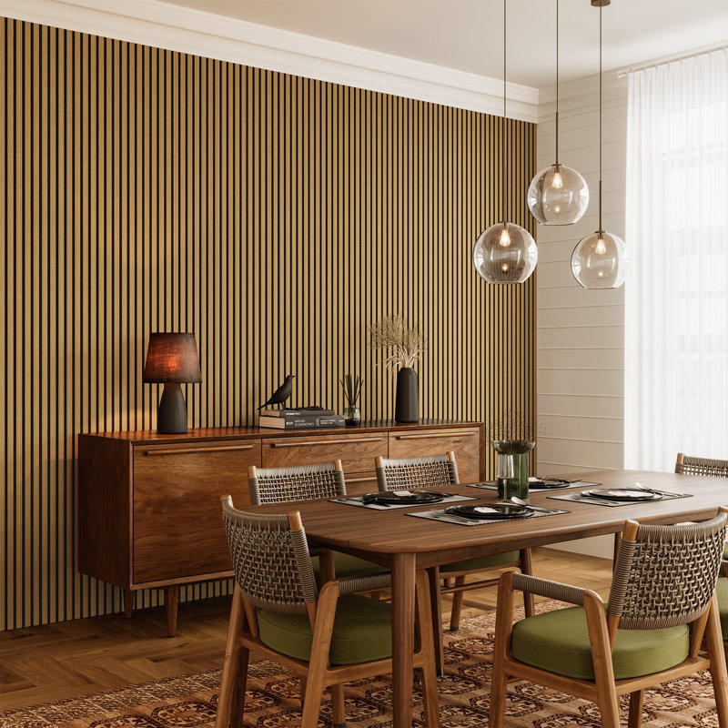 2 panneaux muraux à lattes acoustique L 94 po x l 24 po, aspect bois écologique pour le mur et le plafond de la maison / bureau (31,34 pieds carrés)