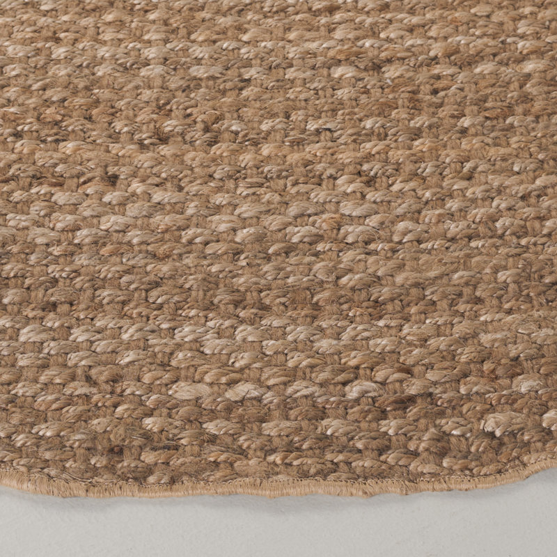 Aarren Natural Fiber Hand Woven Jute Pile Rug, Round 6'