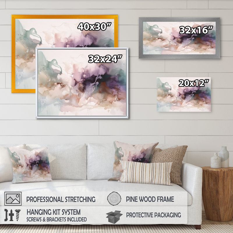 «Brown Abstract Delicate Marble III», reproduction d'art sur toile encadrée, H 30 po x l 40 po x P 1,5 po