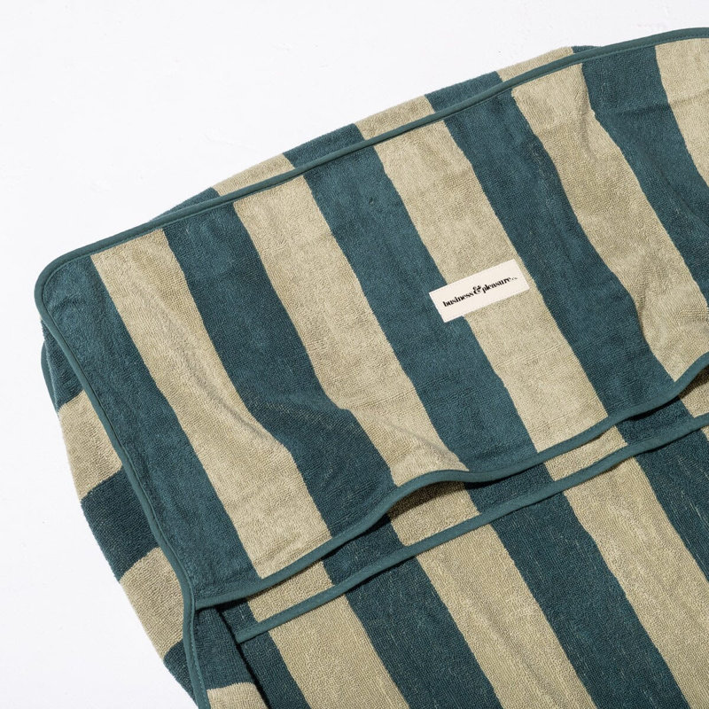 Lounger Towel, Terry Green Stripe