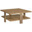 Table basse et de bout carrée deux pièces, finition manguier, bois d'ingénierie, table de rangement ouverte de style rustique, bois franc d'aspect, pieds larges pour le soutien