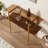 Glass Sofa Table, Mid-century Modern Entryway Table With Tempered Glass & Golden Legs, 2-tier Behind Couch Table For Living Room Hallway Entrance, Brown-1523945420