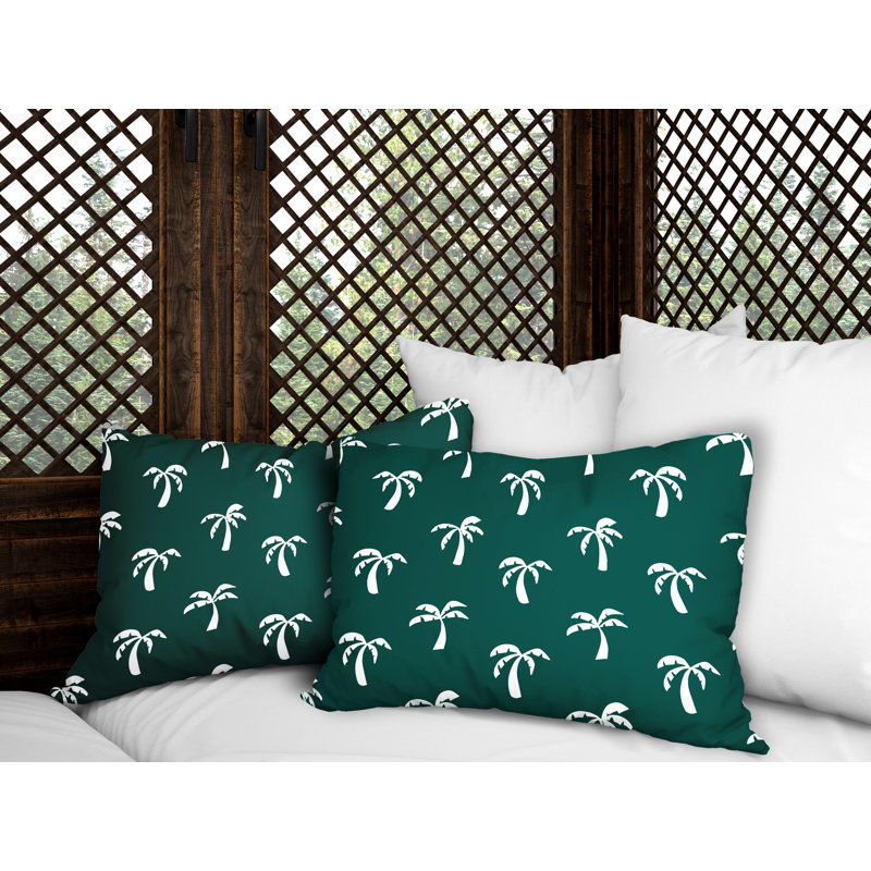 Polyester / Mélange de polyester Housse de coussin rectangulaire intérieure / extérieure lombaire et insert, Émeraude