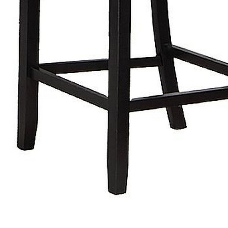 Ensemble de 2 chaises à hauteur de comptoir 24 pouces Sie, garniture cloutée, tissu gris, bois noir