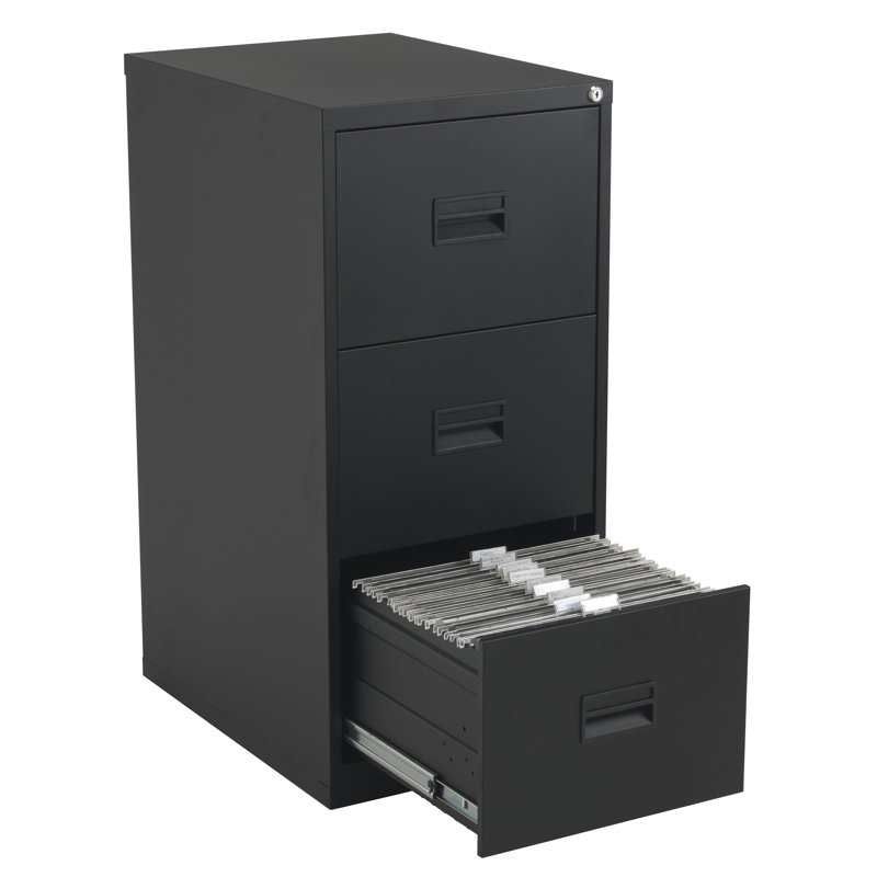 46.5cm Wide 3 -Drawer Steel File Cabinet, Black