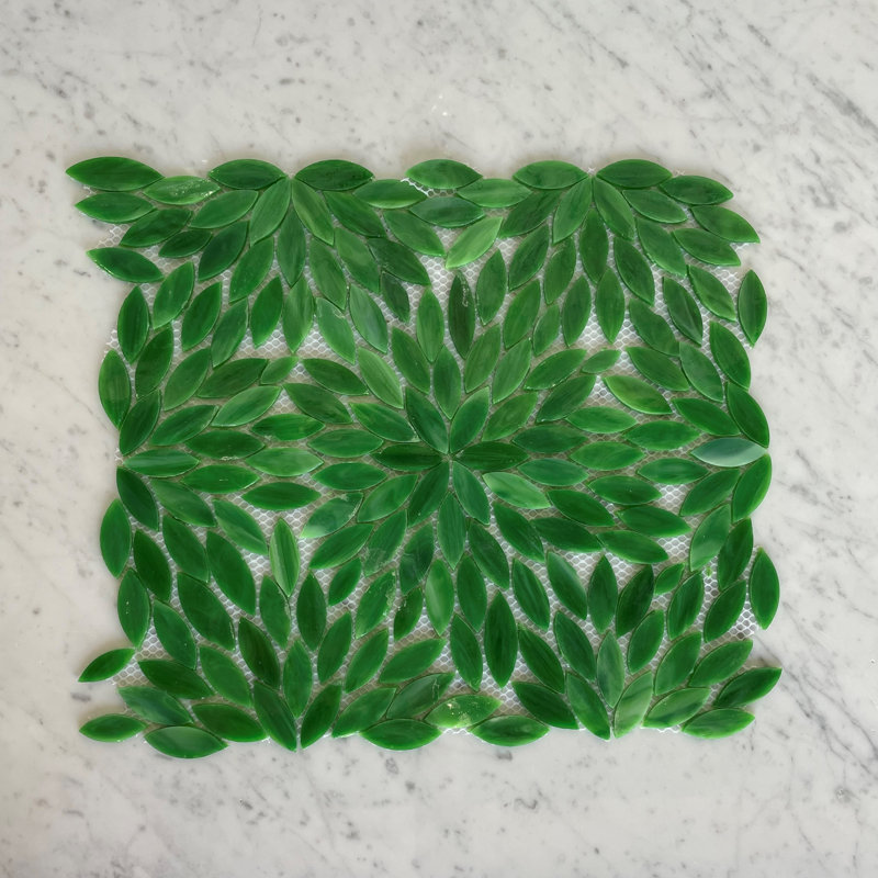 Jazz 0.5" x 1.5" Glass Novelty Mosaic Wall Tile, Green/Boston Ivy