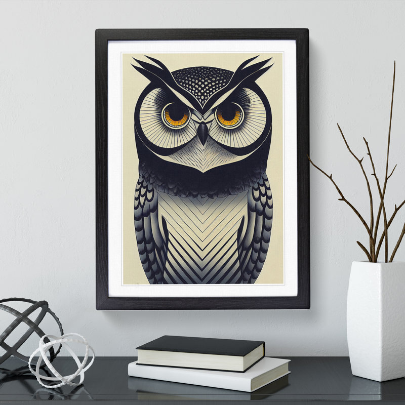 The Wild Owl - Framed Print, Black, 64cm H x 46cm W x 2cm D