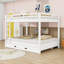 Grand lit superposé en bois avec lit gigogne simple et garde-corps-116930047