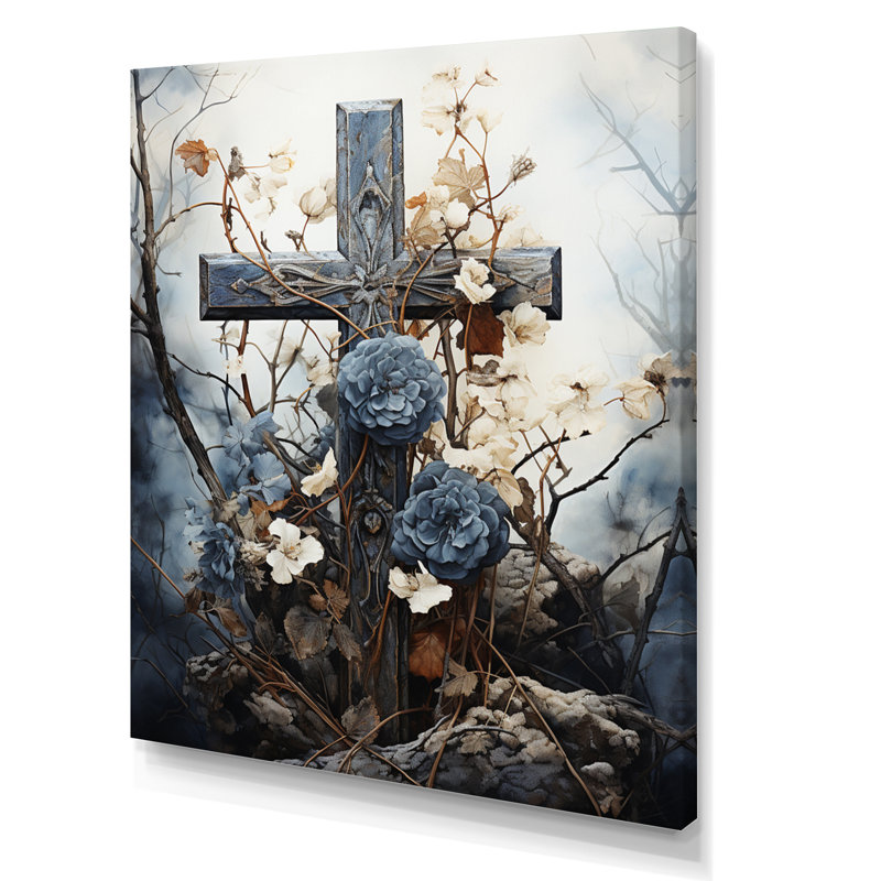 Croix religieuse sacrée, consolation II, H 40 po x l 30 po x P 1,5 po, Toile tendue