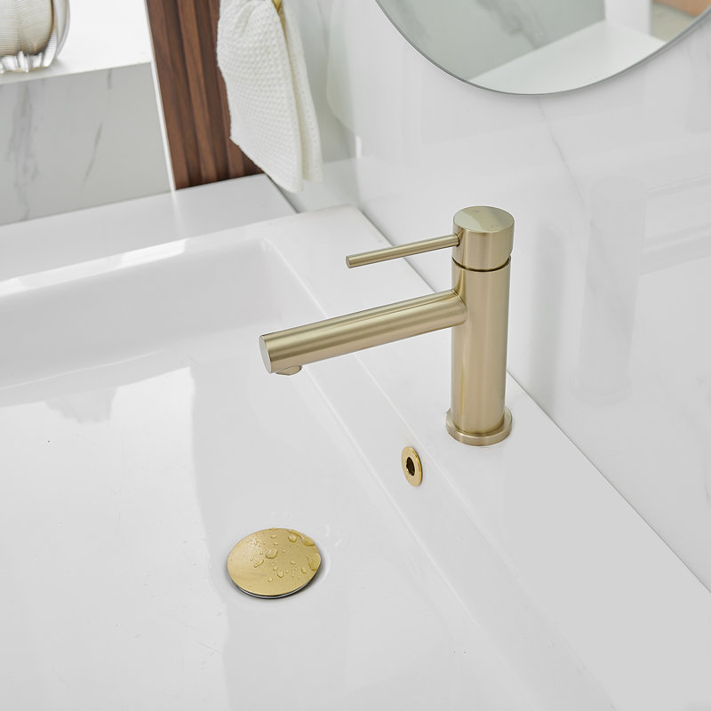  Robinet pour salle de bain à poignée simple avec drain Luster, Brushed Gold