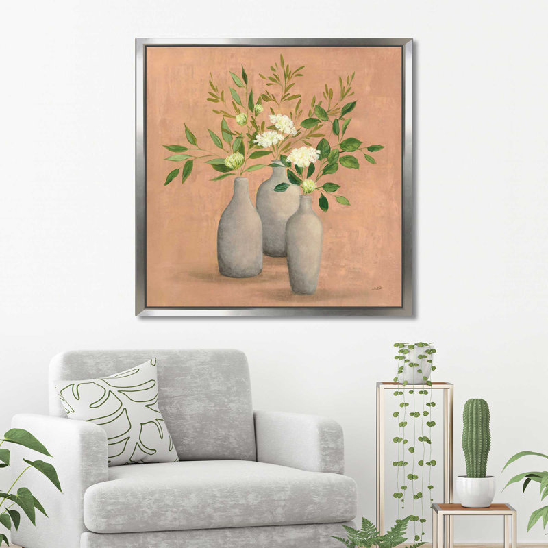 Bouquet naturel II - Peinture, Cadre flottant argent, H 39,5 po x l 39,5 po x P 2 po