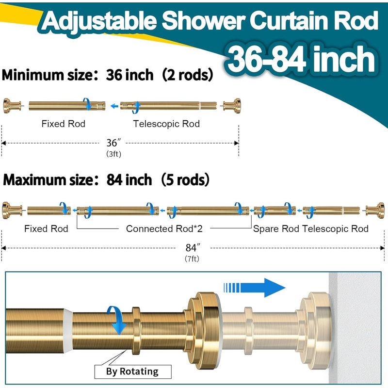 84cm Straight Wall Shower Curtain Pole