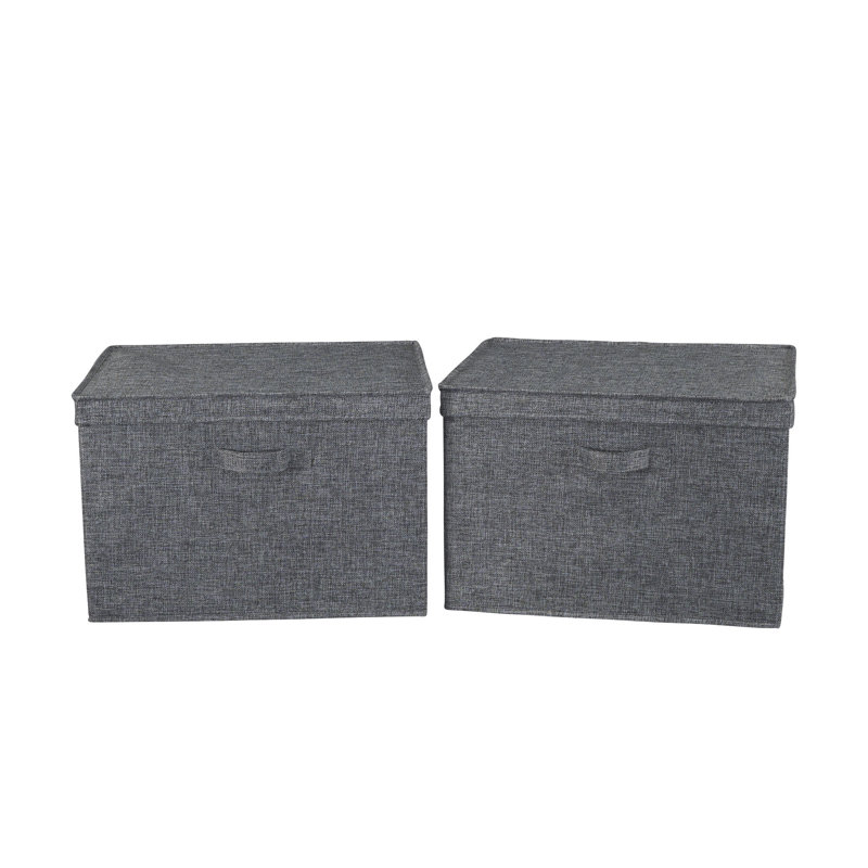 Household Essentials Wide Storage Box Fabric Bin, 12" H x 18.5" W x 15" D, Grey