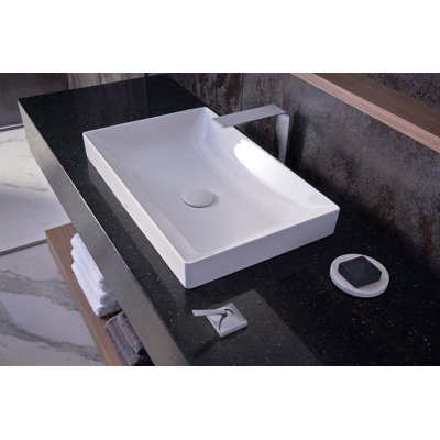 Kiwami Ceramic Rectangular Vessel Bathrroom Sink with Overflow