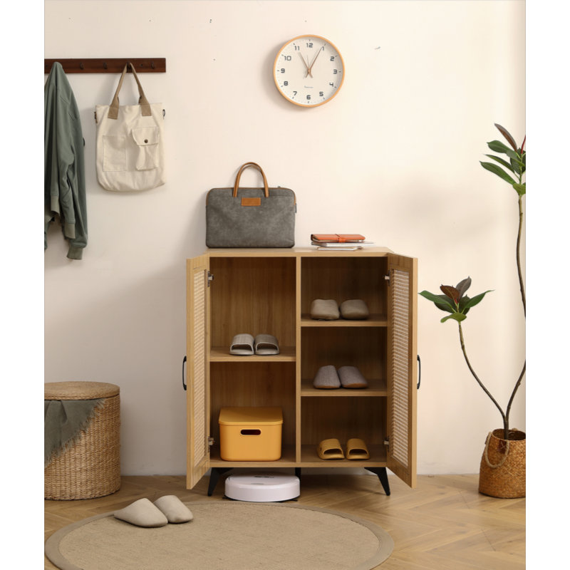 Armoire de rangement en rotin naturel double