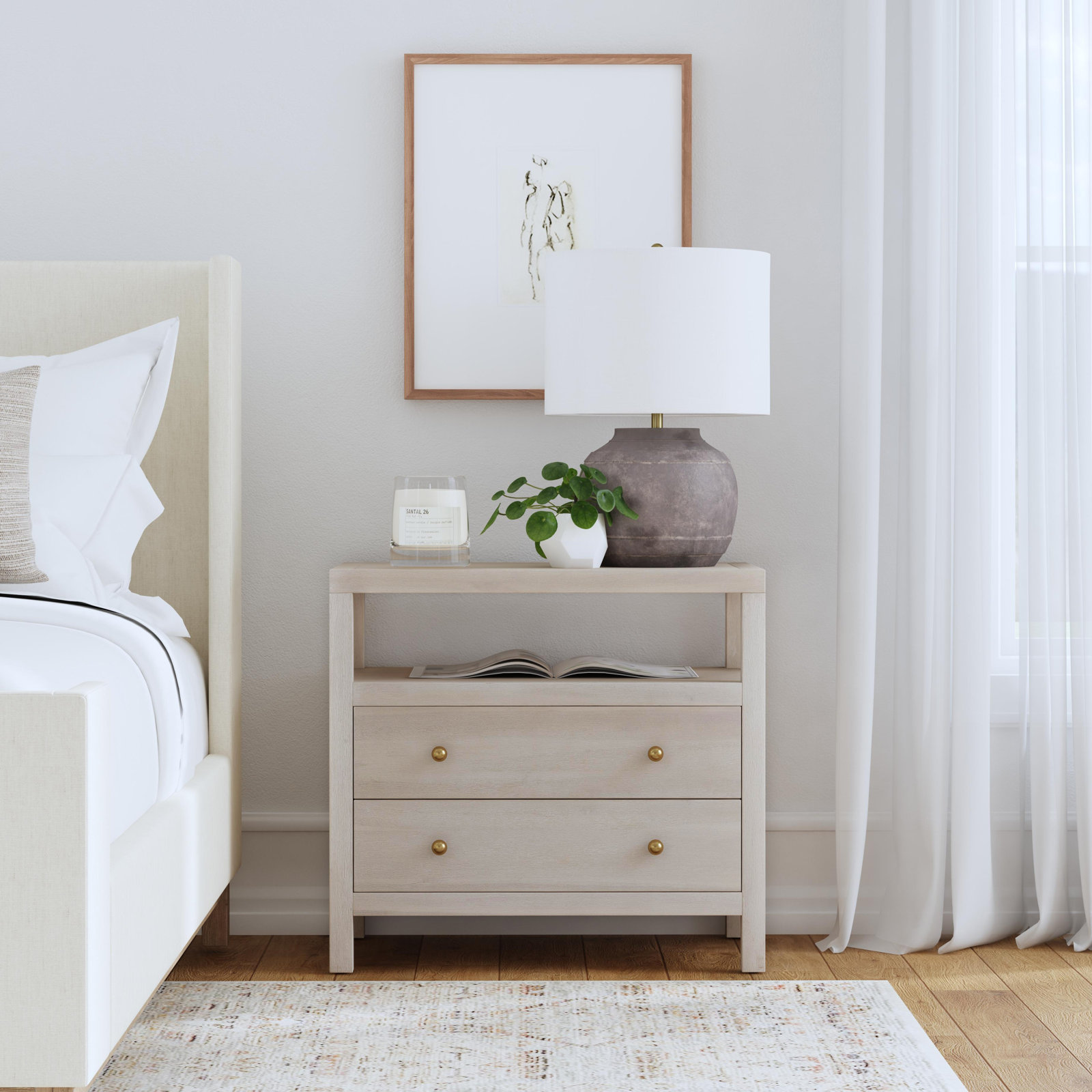 Celine 28" Acacia Nightstand, Antique Taupe