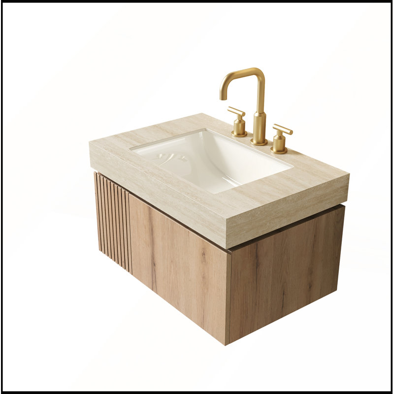 Meuble-lavabo 30 po avec lavabo en céramique et trous de robinet pré-percés, White Oak