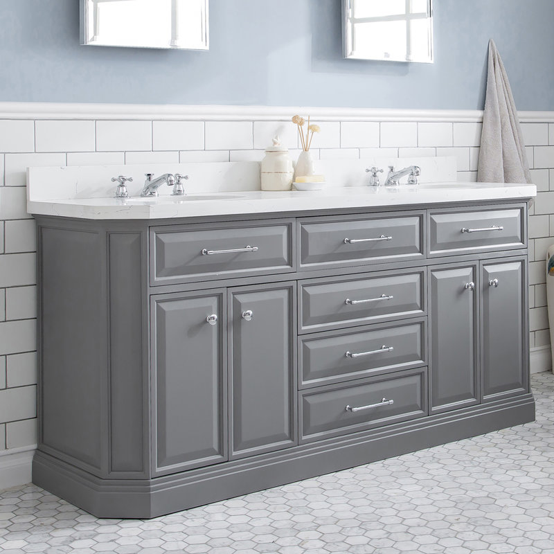 Palace 72'' W Double Vanity, Cashmere Gray, Polished Chrome
