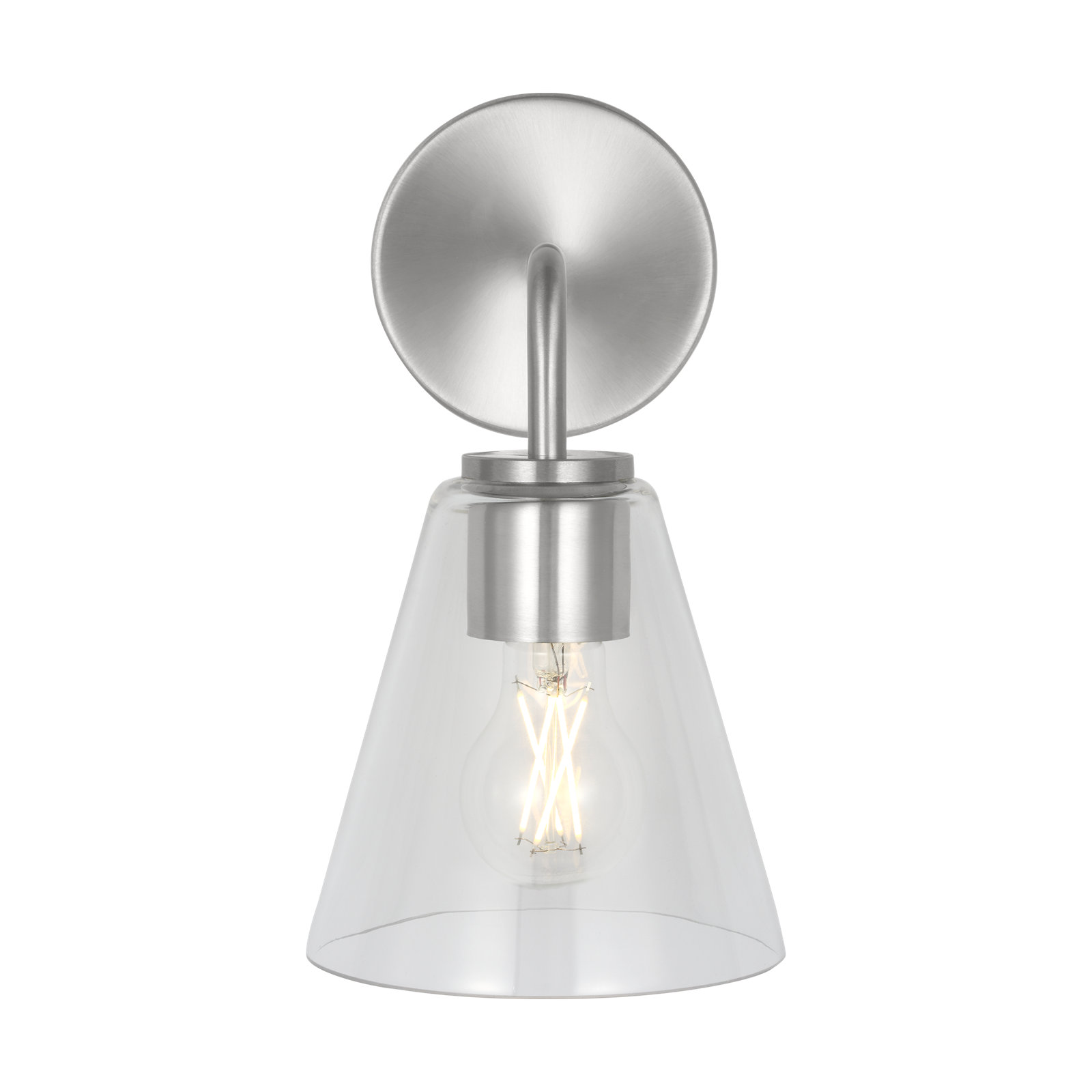 Senda One Light Vanity, 1, Clear, Brushed Nickel