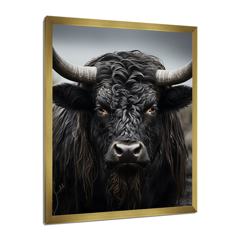 " Cattle Majestic Horns ", Gold Picture Framed, 44" H x 34" W x 1.5" D