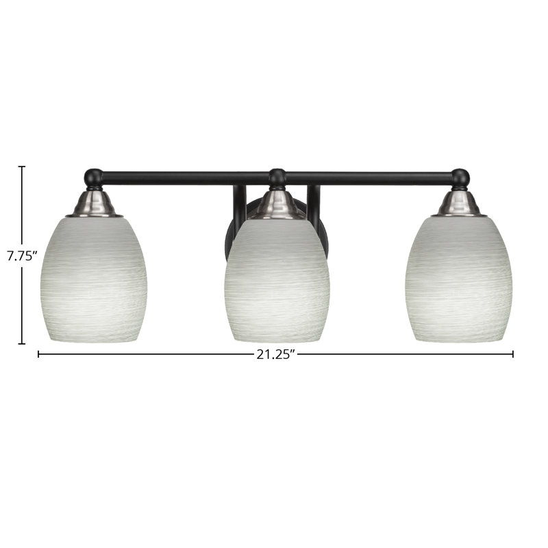 Barre d'éclairage de salle de bain 3 lumières Michell, Noir mat / nickel brossé