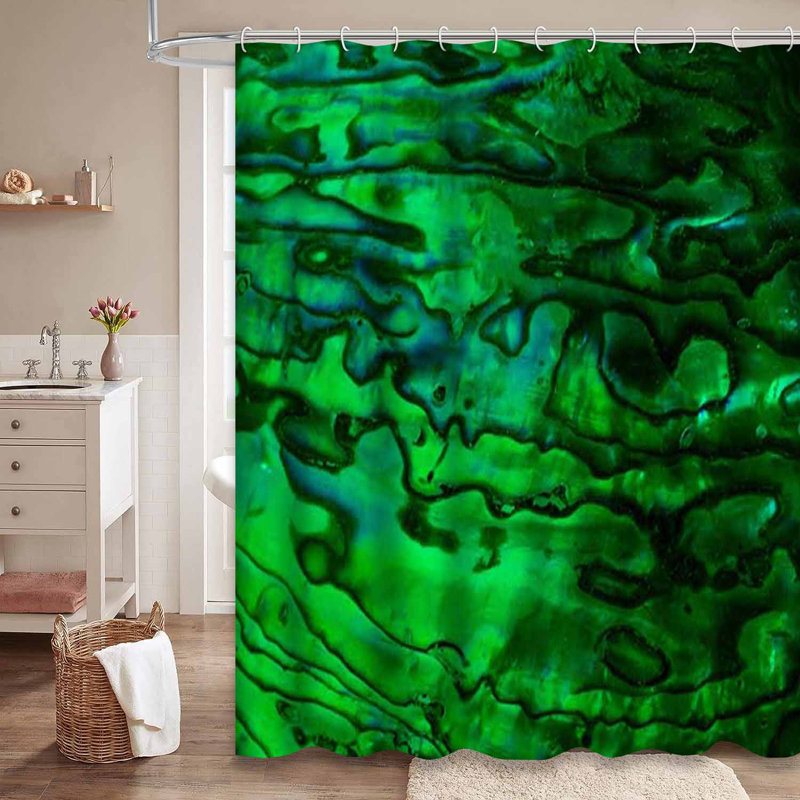 Rideau de douche avec 12 crochets Green Abalone, L 72 po x l 84 po