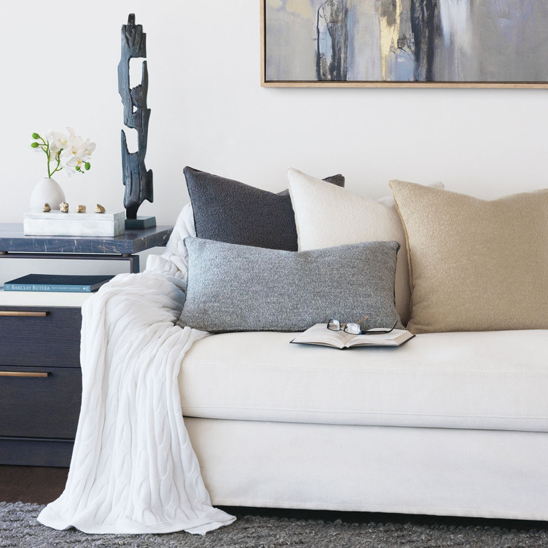 Lobos Square Pillow Cover & Insert, Ivory