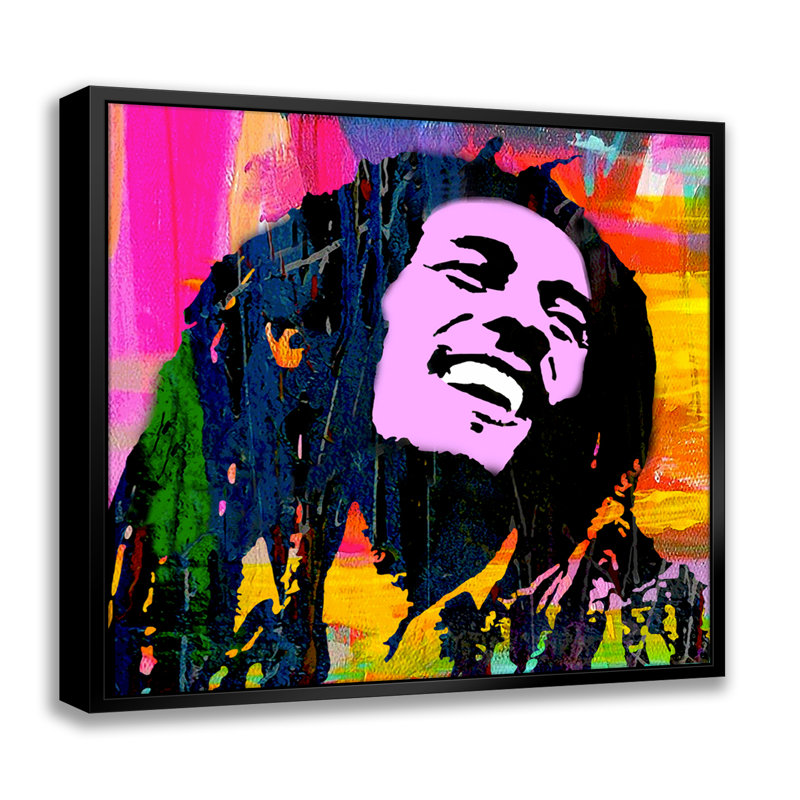 Reggae Bob Pop Art, estampe numérique sur toile avec cadre flottant vertical, H 26 po x l 26 po