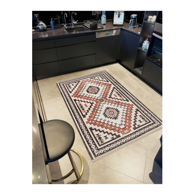 Tapis décoratif moderne à motif tissé bleu Northern Collection
