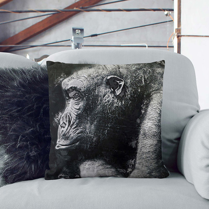 Square Throw Cushion, 40cm H x 40cm W x 15cm D, Black