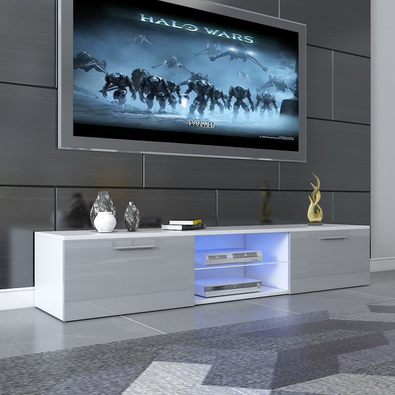 Meuble télé pour téléviseur de 70 po ou moins Kashton, Gris / blanc