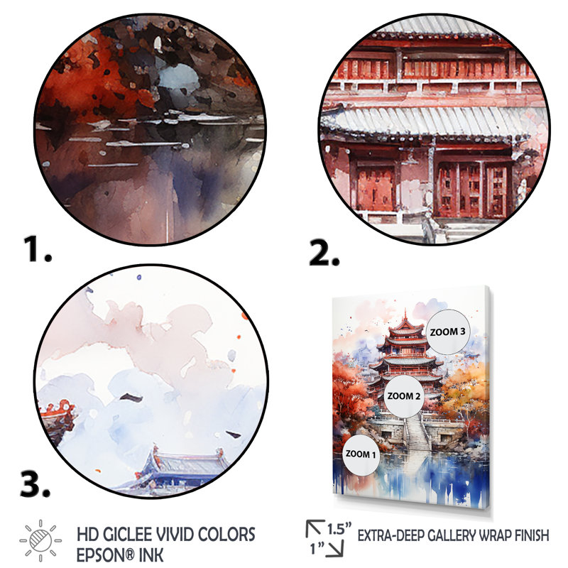 Pékin, emblèmes emblématiques, automne, sérénité III, art mural Chine, Toile tendue, H 60 po x l 28 po x P 1,5 po