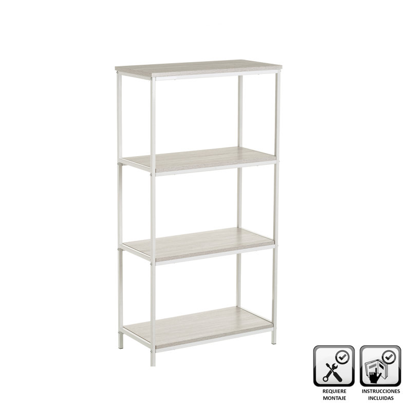 Rodarte 60cm W Steel Shelving Unit, White/Light Gray