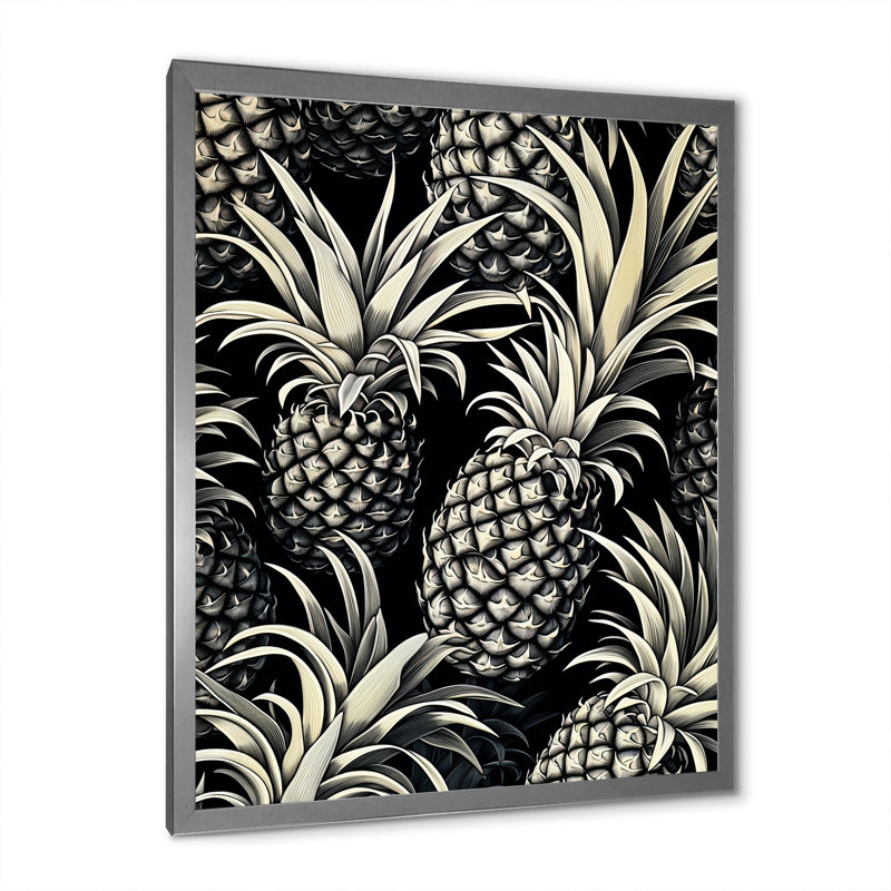 Doux ananas juteux délice III sur toile, Cadre photo argenté, H 32 po x l 24 po x P 1 po