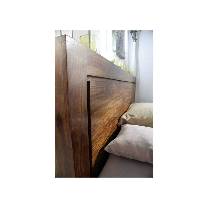 Metro Solid Wood Bed, Brown, 180cm W x 222cm L