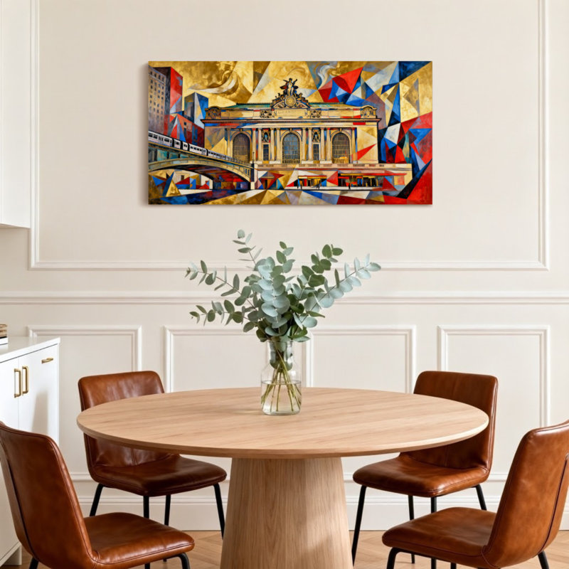«Scenic & Cityscapes Abstract Geometric Cityscape Architecture», œuvre d'art, H 28 po x l 58 po