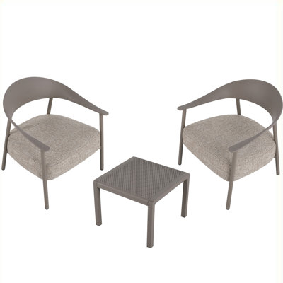 Ensemble de chaises d'appoint modernes 2 pièces avec table basse - ensemble de canapé à structure en acier et en polypropylène abricot, sièges rembourrés pour le salon, le salon et le balcon (2 chaises + 1 table)