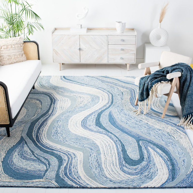 Albrian Hand Tufted Wool And Cotton With Latex Abstract Rug, Square 6'