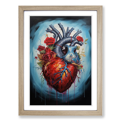Anatomical Heart Hard Edge Painting - Framed Print