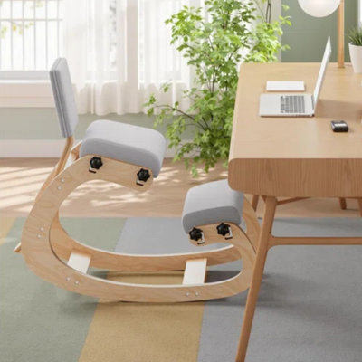 Adjustable Comfortable Kneeling Office Chairs, Engineering Timber Support Seat, Home Office Kneeling Chairs to Relieve Back Pain