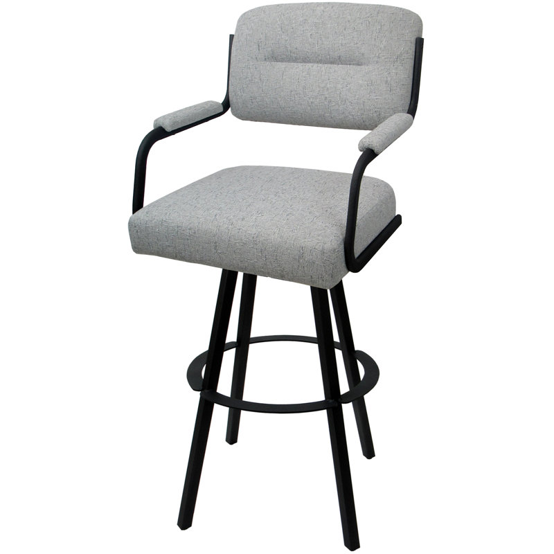 Tabouret pivotant rembourré Cessna, Noir, Crème, Counter Stool (26" Seat Height)