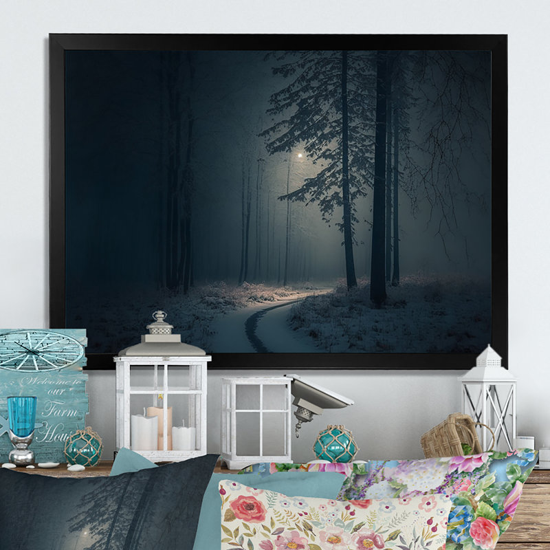 Wintercalm pendant la forêt Winter Time II - reproduction sur toile, Toile avec cadre photo noir, H 12 po x l 20 po x P 1 po