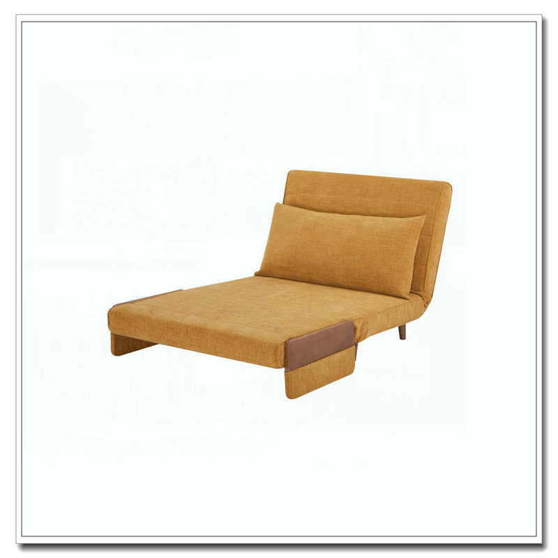 Fauteuil d'appoint rembourré convertible, Jaune moutarde