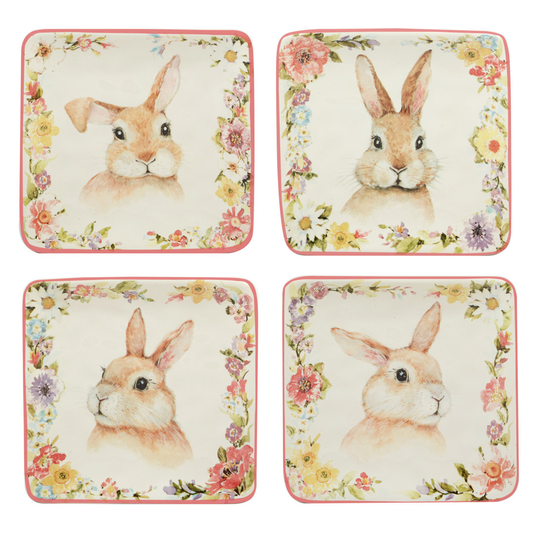 Certified International Easter Garden Set Of 4 Canape Plate 4 Asst. Certified International