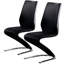 2 chaises rembourrées noires et en forme de Z pour 2 piédestal de salle à manger