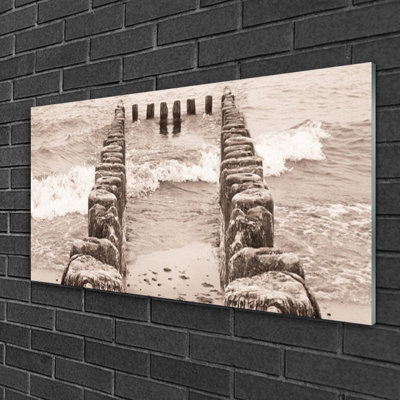 Glass Print Wall Art 100X50cm Image Printed On Glass Decorative Wall Picture Behind Toughened / Tempered Safety Real Glass For Kitchen & Living Room Theme: Ocean Beach Architecture