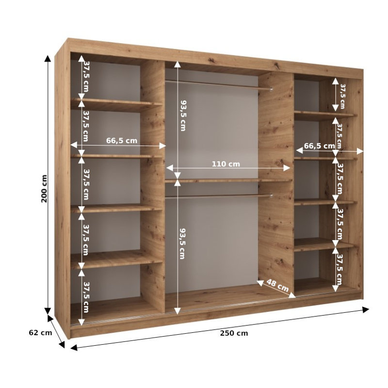 Ashritha 3 Door Manufactured Wood Wardrobe, White Matt