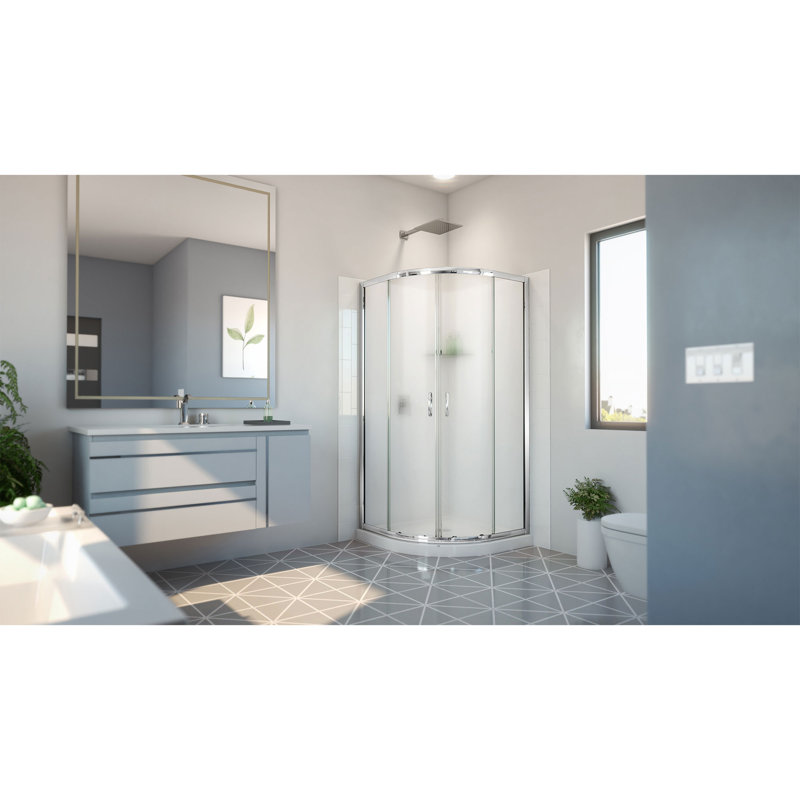 38'' W x 38'' D x 78'' H Semi-Frameless Round Shower Enclosure, Chrome