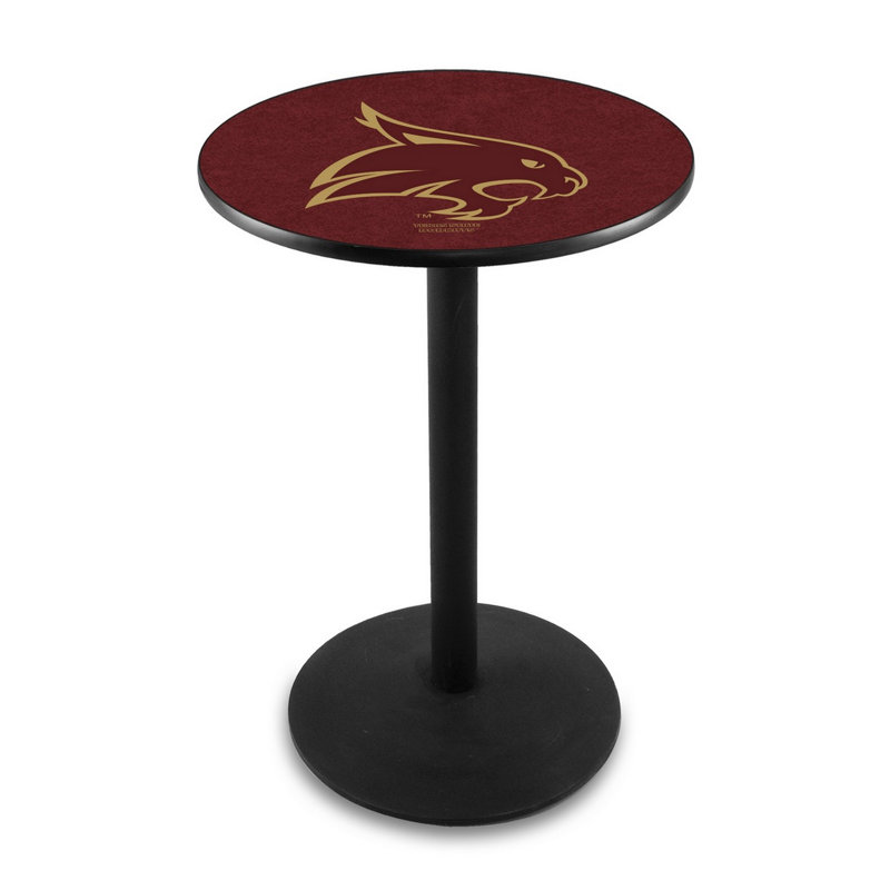 Round Metal Base Dining Table, Black Wrinkle, Texas State University